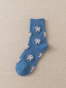 1/5双装女士狗狗图案趣味个性化中筒袜，春秋季 - 彩色 - 查看 13