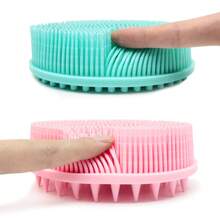 Cepillo de Baño de Silicona de Doble Cara para Champú, Cepillo de Masaje para el Cabello Suave para Bebés, Cepillo de Baño para Exfoliar - Azul puntiagudo - Ver 6