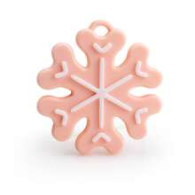 Mordedor de silicona hervido de grado alimenticio, forma navideña, juguete de dentición de silicona anti-mordida para bebés - Copo de nieve rosa oscuro - Ver 26