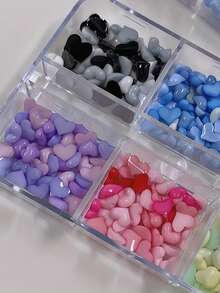 240片装 6格粉色马卡龙心形情人节“我爱你”美甲装饰 - 色彩鲜艳，适合时尚女性和女孩的美甲配件 - 彩色 - 查看 5