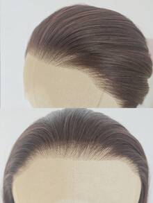 13x4 Long Straight 24 Inch Black, Brown, Silver Grey Lace Front Wig, Lace Front Synthetic Wig With Pre-Plucked Hairline, Heat Resistant Fiber Hair, Silky Straight Wig For Women, Cosplay, Party, Daily Use