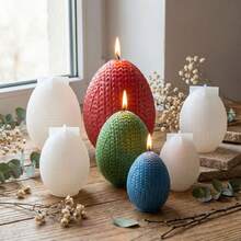 Easter Woven Egg-Shaped Scented Candle Resin Silicone M Old, Epoxy Resin DIY Egg-Shaped Plaster Ornament - White - View 11