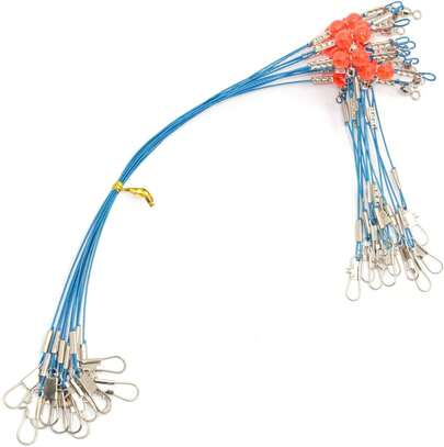 YOTO - 12 piezas de alambre de traza de plomo Rig de acero inoxidable Pesca Rigs Tackle se?uelo giratorio Snaps Beads Connect Tackle se?uelos Rig o ganchos de alta resistencia alambre de pesca, 12PCS Fishing Rigs 1 Arm