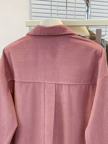 YUXIN Winter & Autumn Must - Have! Loose Corduroy Women's Shirt Jacket, Practical Double - Pocket Design, Perfect For Layering, Fits Daily Commute/Shopping & More Occasions Summer - Hot Pink - View 7