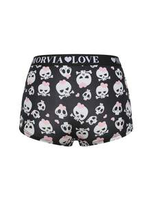 Dircho 5条装女士日常平角内裤 & 柔软舒适内裤 & 骷髅心形蘑菇猫图案三角裤 & 弹性腰带贴身内衣 - 彩色 - 查看 4