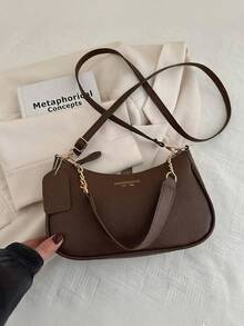 『US-Based Shipping』New Fashion Classic Wild Letter Pattern Decoration Design Solid Color Pu Waterproof Fabric Shoulder Bag Crescent Bag Underarm Bag Suitable For Shopping, Can Be Slung. With Cherry Pendant Decoration, Summer Crescent Bag, Seaside Holiday, School Season, Ladies Purse.Backpacks, Handbags, Ladies' Handbags, Ladies' Wallets, Ladies' Handbags, Ladies' Work Bags, Ladies' Wallets And Bags, Travel Essentials, Christmas Gifts, Travel Accessories, Gifts For Women, Cosmetic Bags, Personalized Gifts, Elegant Ladies' Wallets, Christmas Wallets, Bridesmaid Gifts, Christmas Gifts For Women - màu nâu - Xem 2