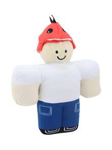 27cm/10.62in Dino Kid Plush 99 Nights In The Forest Red Hat And White Clothes Person Stuffed Animals Plushies Decorate Creative Gifts For Kids Birthday Party Home Girls Room Decor Game Collector - Blue and White - View 3