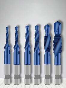 1/6pcs Hexagonal Shank Drill & Tap Combo High Speed Steel Hexagonal Shank Machining Hole Opener, Tapping, Deburring, Composite Tap