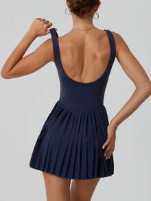 NcmRyu 1 Bộ váy thể thao nữ thời trang không đường may, có túi, thích hợp cho hoạt động ngoài trời như đi bộ đường dài, chạy bộ, tập thể dục, tennis, pickleball, golf. - Xem 6