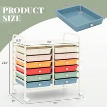 12-Drawer Rolling Storage Cart - Mobile Utility Cart On Wheels For School Classroom Teacher Office Salon, Paper File Art Supply Craft Organizer, Rolling Cart With Drawers (Macaron) - Macaron - Xem 3