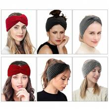 Stirnband Damen Winter, 3 Stück Stirnbänder Strick, Haarbänder Mädchen, Haarband Ohrenwärmer Elastische, Kopfband Stirnband Frauen (Schwarz, Grau und Rot)-4055 - Schwarz - Übersicht 5