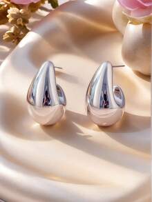 1–9 Pairs Silver Hoop & Drop Earrings Set, ABS Resin, Lightweight & Comfortable, Minimal, For Daily Wear - Silver - View 11
