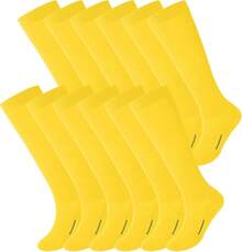 Haysandy 12 Pares de Calcetines Juveniles al por Mayor para Fútbol, Softbol, Béisbol, Calcetines para Niñas Deportivas, Niños, Jóvenes y Adultos, Deporte de Equipo - Amarillo - Ver 13