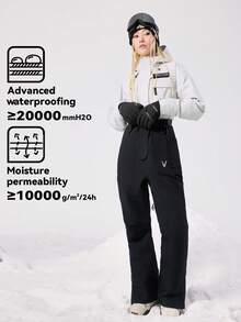 VECTOR MOTION Aeris 3L 加厚滑雪服，防水、耐磨、透气、弹力，适用于单板/双板户外冬季滑雪。 - 黑與白 - 查看 2