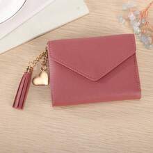 Carteira personalizada em formato de coração com tassel e texto personalizado, porta-cartões feminino, presente para madrinhas, presente para recém-casadas, presente perfeito para namorada, carteira colorida, fofa, charmosa, divertida e kawaii para mulheres, mini carteira, carteira pequena, carteira fofa. - Multicolorido - Ver 8