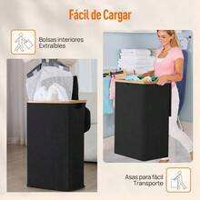 Cesto Para la Ropa con Tapa 100L Cesto Ropa Sucia con 1 Bolsa Extraible Cesto de Almacenamiento de Ropa para Lavar Y Guardar Ropa Adecuado para Baños Salas de Estar Dormitorios Lavaderos 1 PCS - Negro+1 PCS - Ver 4