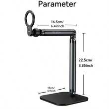 1pc Desktop Live Streaming Holder, Suitable For Food Photography, Video Recording, Online Courses And Unboxing Vlogs - Overhead Shooting Phone Stand, Wide Clamp Design Fits Thick Phone Cases - Multicolor - View 4