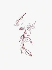 1 bucată tatuaj temporar cu frunze de plantă minimaliste Y2K, impermeabil și rezistent la transpirație, decorațiune florală cu linie delicată, tatuaj temporar retro impermeabil de lungă durată pentru gleznă și încheietura mâinii, potrivit pentru utilizarea de Ziua Îndrăgostiților