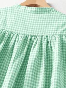 Women's Spring/Summer Sleeveless Plaid Casual Dress, Button Front Loose Fit Sundress, Country/Boho Style, Vacation Outfit, Business Casual Elegant - Green - View 5