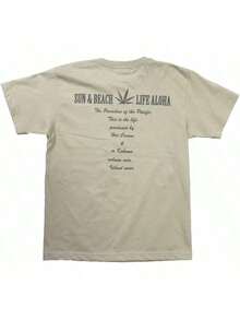 [Inco Com] One-Piece T-Shirt With Life Aloha Pattern On The Back - Black - View 6