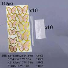 55 chiếc phụ kiện trang trí bánh hình bướm, đồ trang trí bánh bằng giấy đơn giản, thích hợp cho tiệc sinh nhật. - Hồng - Xem 7