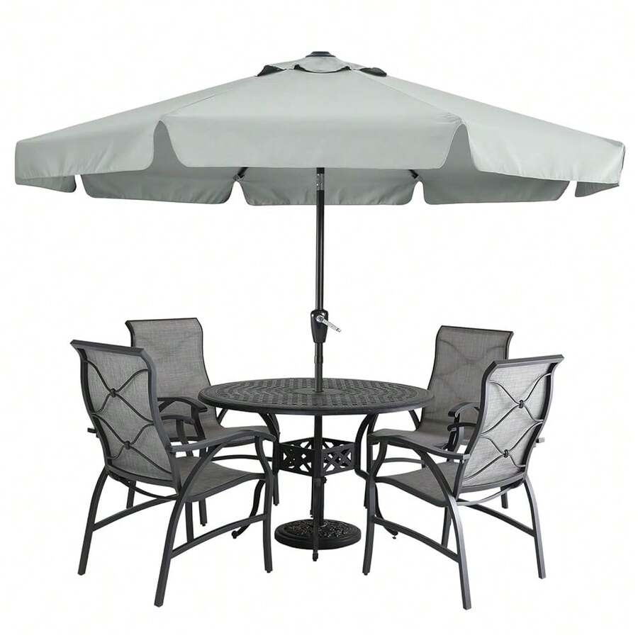 Valance Patio Umbrella For Outdoor Table Market -8 Ribs (10ft, Light Gray),10FT,LightGray - LightGray - View 1