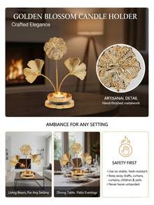 1件/套烛台/蜡烛，创意个性化家居装饰，房间装饰/家居装饰/桌面装饰，适用于户外露台、办公桌、烛光晚餐，营造室内氛围，适用于婚礼、家庭聚会、派对、告白、餐桌装饰、感恩节/圣诞节/万圣节 - 金色 - 查看 6