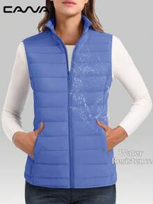 Cavva Women's Lightweight Vests Jacket Water Resistence Soft Sleeveless Warm Jacket Hiking Camping Running Outdoor - 霧霾藍 - 查看 1