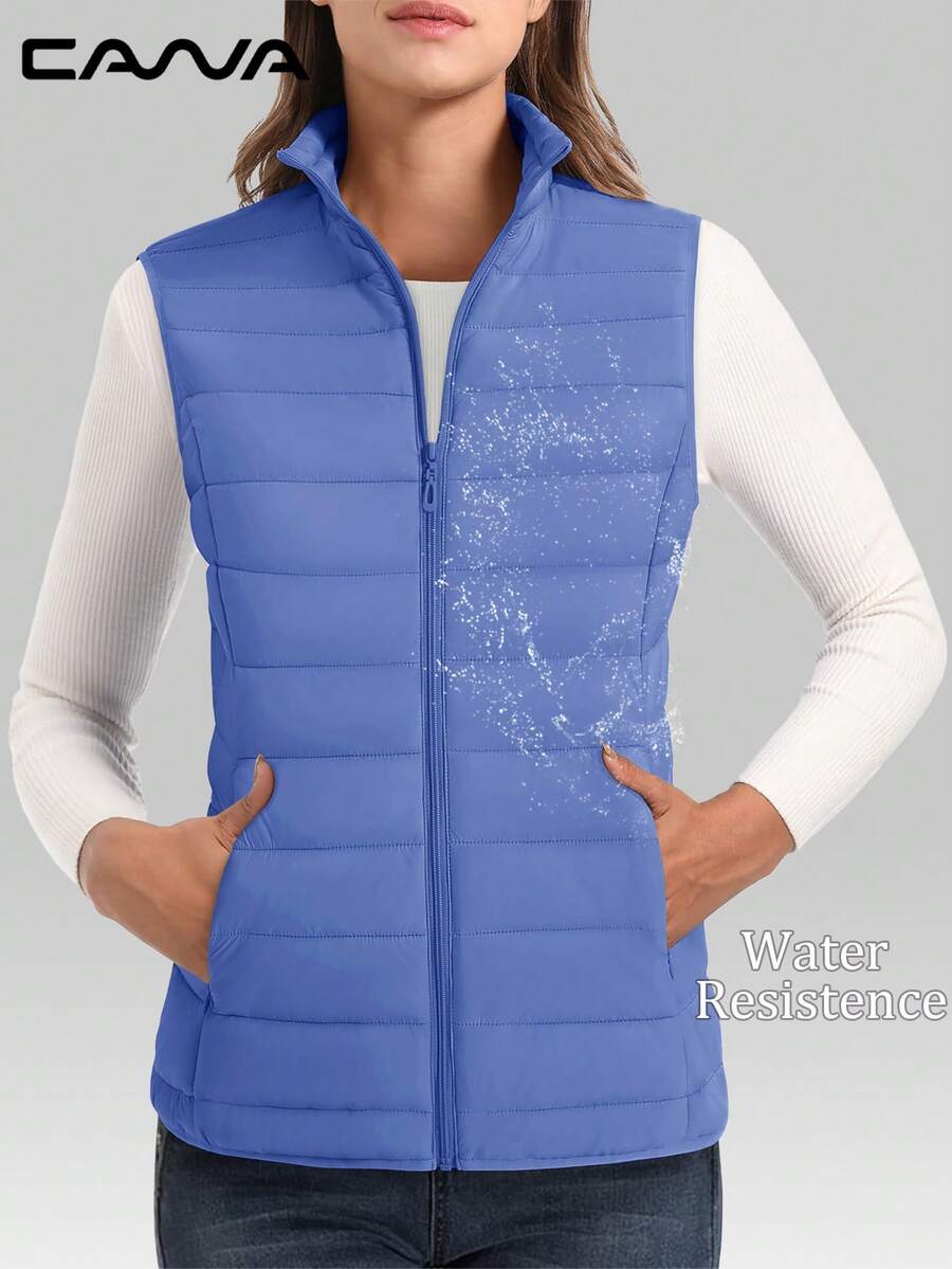 Cavva Women's Lightweight Vests Jacket Water Resistence Soft Sleeveless Warm Jacket Hiking Camping Running Outdoor - 霧霾藍 - 查看 1