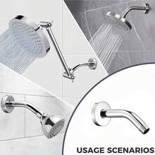 1件不锈钢淋浴臂，壁挂式复古浴室淋浴延长杆，适用于家庭和酒店，通用型，带装饰盖，经久耐用，浴室配件 - 銀色 - 查看 1