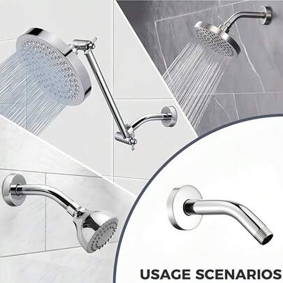1件不锈钢淋浴臂，壁挂式复古浴室淋浴延长杆，适用于家庭和酒店，通用型，带装饰盖，经久耐用，浴室配件