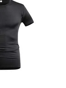 1pc Men's Summer T-Shirt, Quick-Dry Breathable, Shoulder Letter Print, Suitable For Men's Daily Wear - Black - View 5