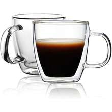 4-Pack 12oz Double Walled Glass Coffee Cups With Handle, Insulated Tumbler For Latte, Cappuccino & Tea, Clear Borosilicate Glass Cups For Home Office - 透明 - 查看 14