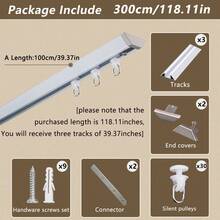 1 套铝制 V 型隐形超薄窗帘轨道 - 可调节拼接浴帘轨道、天花板或壁挂式窗帘滑动单轨、静音滑动、适用于家庭和浴室（颜色：黑色、白色）家居浴室装饰秋季装饰浴室配件返校