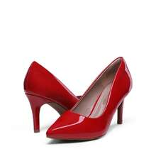 Zapatos de tacón Alto para Mujer, con Punta Cerrada, para Boda, Trabajo, Oficina, Negocios, 3 Pulgadas - Rojo - Ver 8