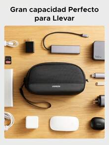 Bolsa Organizadora para Discos Duros, Estuche para Cables y Cargadores Portátil con Cremallera YYK, Impermeable, Múltiples Capas para Tarjetas de Juego\/Cargadores\/Viaje, Ligera y Compacta, S - Talla S - Ver 2