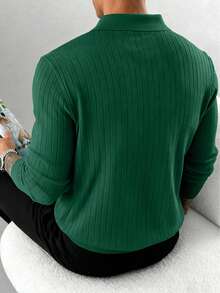 GRDR Men's Loose Thin Ribbed Knit Cardigan, Casual Versatile Outerwear - Green - View 2