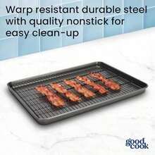 GoodCook Everyday XL - Juego de hojas de galletas y estante de enfriamiento resistente a la deformacion y a los arañazos construccion de acero  para hornear uniformemente bandeja multiusos - gris - Ver 6