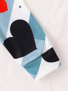 2pcs Valentine's Day New Style Boys Pajama Set, Blue & White Striped, Black & Red Heart Print, Round Neck Long Sleeve Casual Comfortable Homewear, Spring/Summer - Blue and White - View 4