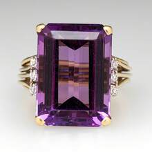 Nhẫn đính hôn mạ vàng 14k màu tím hình vuông thanh lịch đính đá Cubic Zirconia, món quà cưới, kỷ niệm hoặc ngày Valentine sang trọng dành cho nữ. - Vàng - Xem 2