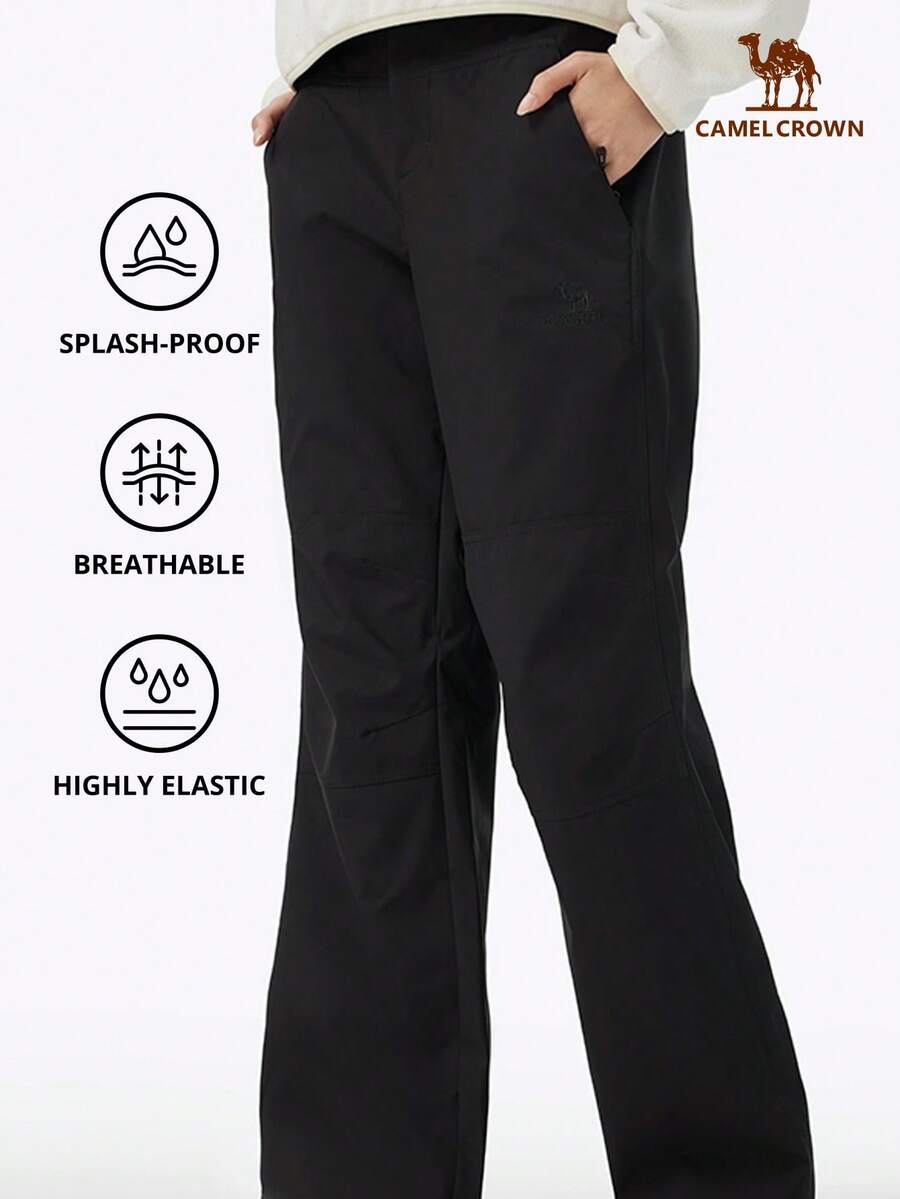 CAMEL CROWN 女士户外软壳裤，防风防水宽松徒步裤 - 幻影黑 - 查看 1