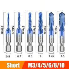 1/6pcs Hexagonal Shank Drill & Tap Combo High Speed Steel Hexagonal Shank Machining Hole Opener, Tapping, Deburring, Composite Tap