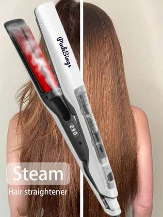 PinkSings Chapinha a vapor com 14 temperaturas, chapinha profissional de cerâmica de titânio, adequada para cabelos secos e molhados, para todos os tipos de cabelo, 5x mais hidratante que as chapinhas tradicionais, aquecimento rápido para cabelos grossos, presente perfeito para viagens e feriados