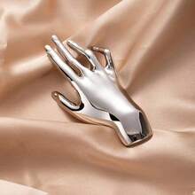 Broche de lujo elegante de diseño exagerado de palma 3D de alta gama, alfiler de solapa para mujer para traje, abrigo, uso diario, fiesta, regalo - Multicolor - Ver 3