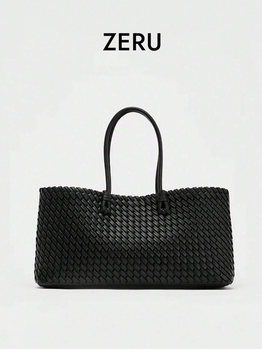 2025年新款小众通勤编织手提包，时尚百搭大容量托特包