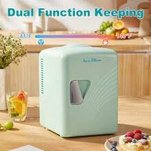 PZW Iceblue Skincare Nevera mini refrigerador retro de 4 l/6 latas para recámara refrigerador de 110 V CA/12 V CC y calentador para coche oficina y recámara nevera de cosméticos para regalos verde2537 - Verde - Ver 5