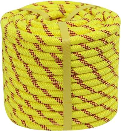 CRAYZA - Cuerda trenz de poliéster (3\/8 x 100 pies) cuerda de escal arborista para escal en árboles, tirar, vela, amarillo fluorescente\/rojo