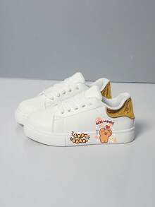 儿童休闲运动鞋，春秋季，男女童卡通印花透气软底学生鞋 - 金色 - 查看 2