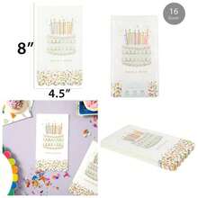 TW8 - 25509 - Servilletas desechables para cena y toallas de bao para invitados para fiestas de cumpleaos, 4.2x. 8 pulgadas, multicolo 16 piezas - Multicolor - Ver 1