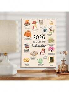 2026 Wish List Calendar, Watercolor Calendar, 2026 Monthly Planner: Perfect Gift For New Year's, Christmas, And Birthdays, As Well As Wall Decorations To Kickstart Your Year-End Planning. - Màu vàng - Xem 4